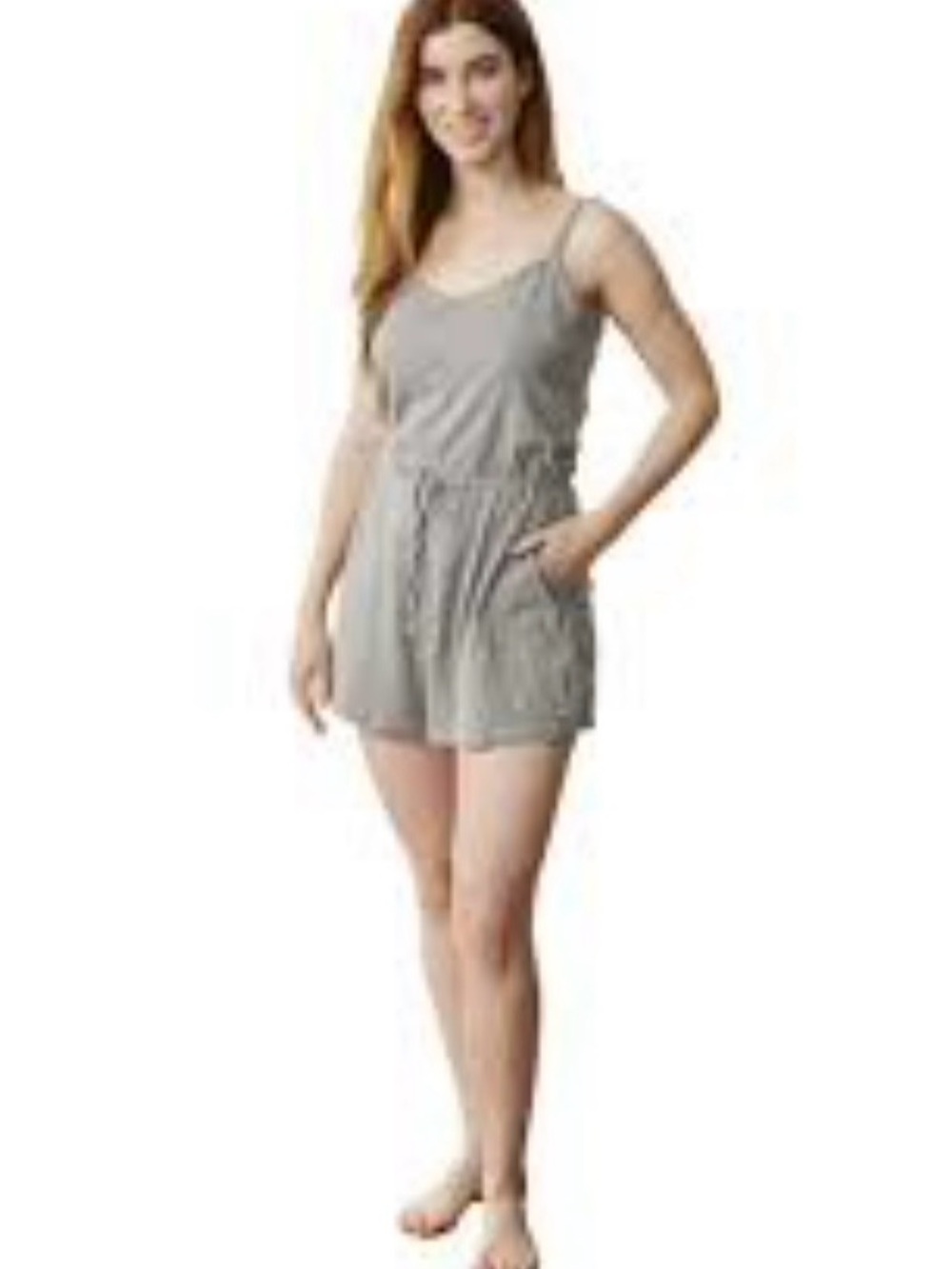 NWT Coyuchi Solstice Organic Cotton Short Women’s Romper, Small (Gray) MSRP $58